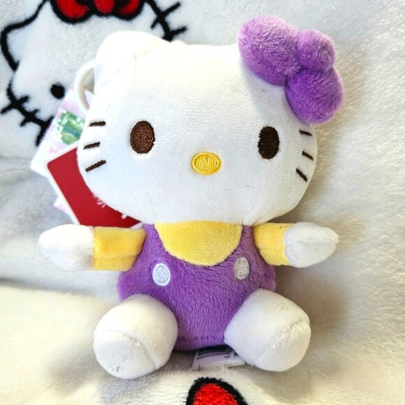 New with Tags Sanrio Hello Kitty Purple Plush with Clip - Picture 1 of 6